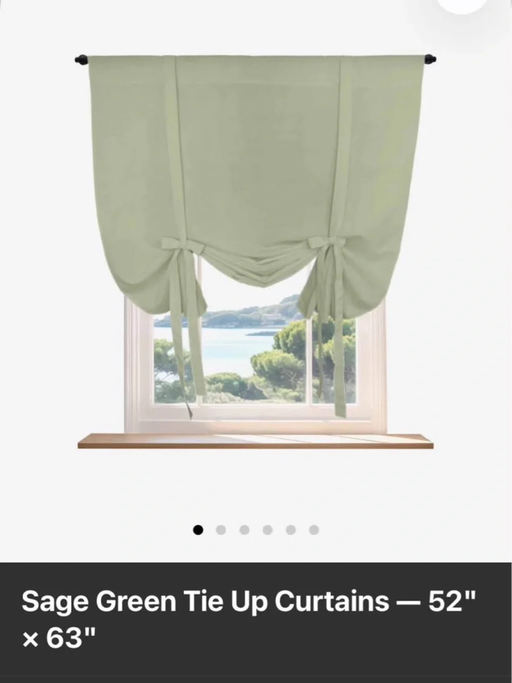 Light Sage Tie-Back Curtains Drapery Panel - Soft Sage Green